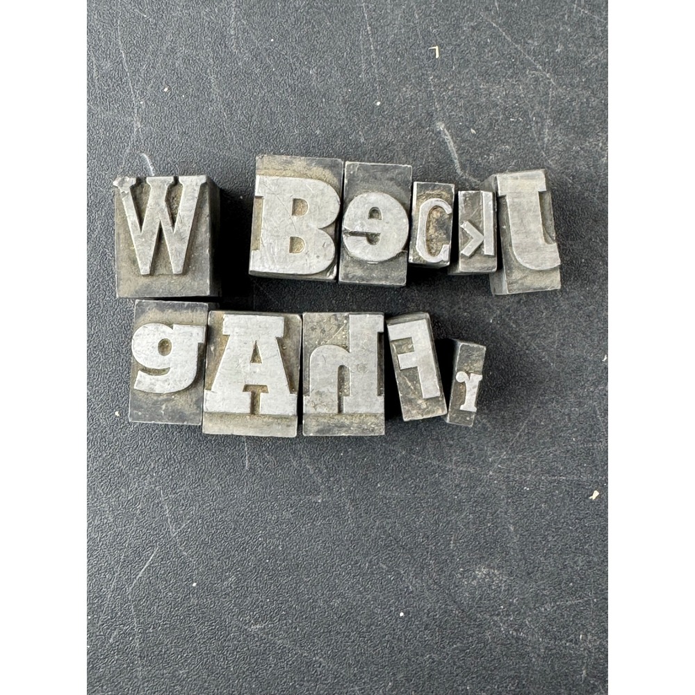 Vintage Metal Letterpress Type Blocks Industrial Printing Alphabet Set Mixed Lot